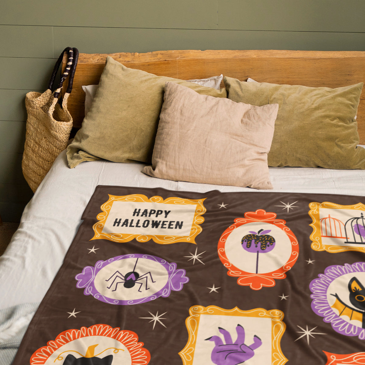 Haunted Halloween Candy Party Custom Name Blanket