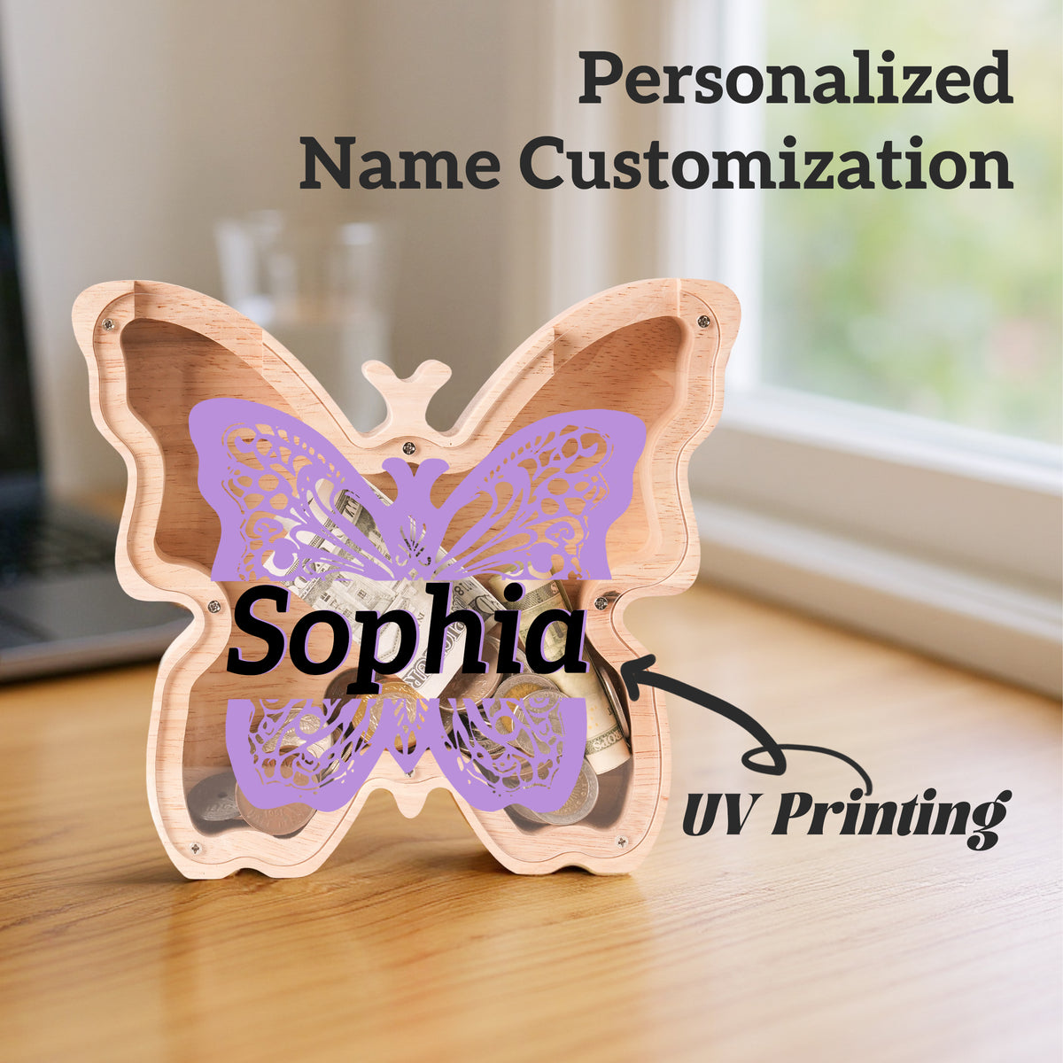 Wooden Butterfly Piggy Banks for Kids