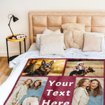 Personalised 6 Family Photos Soft Throw Blanket Gift for Mom Grandma Dad