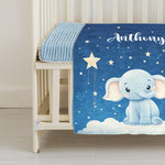 Personalized Cute Baby Elephant Custom Name Blankets