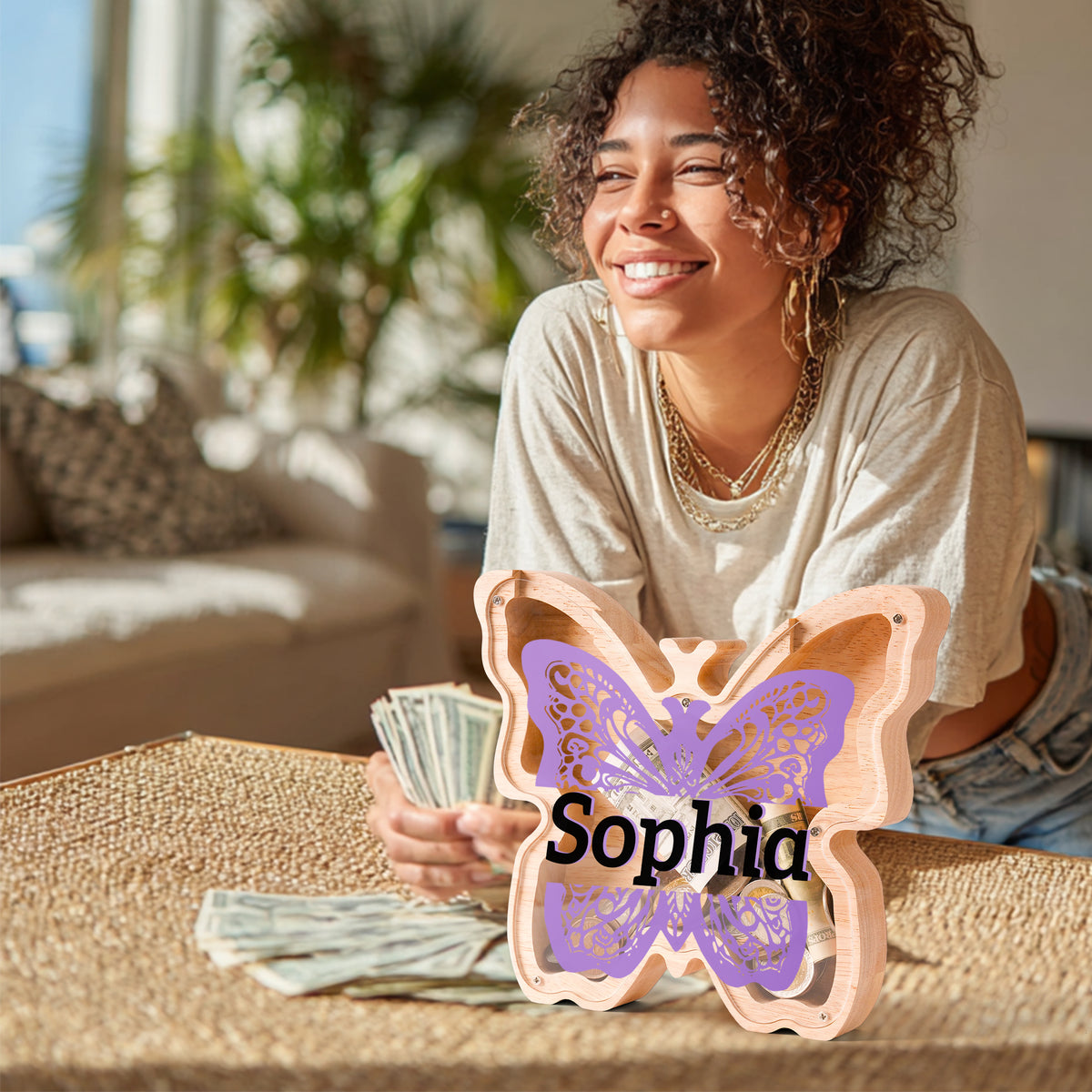 Wooden Butterfly Piggy Banks for Kids