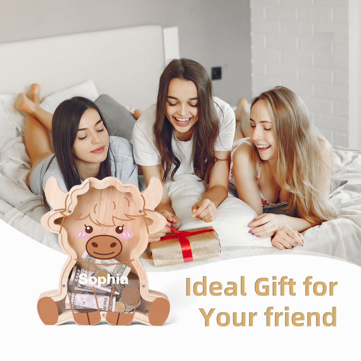 Wooden Cow Piggy Banks for Kids