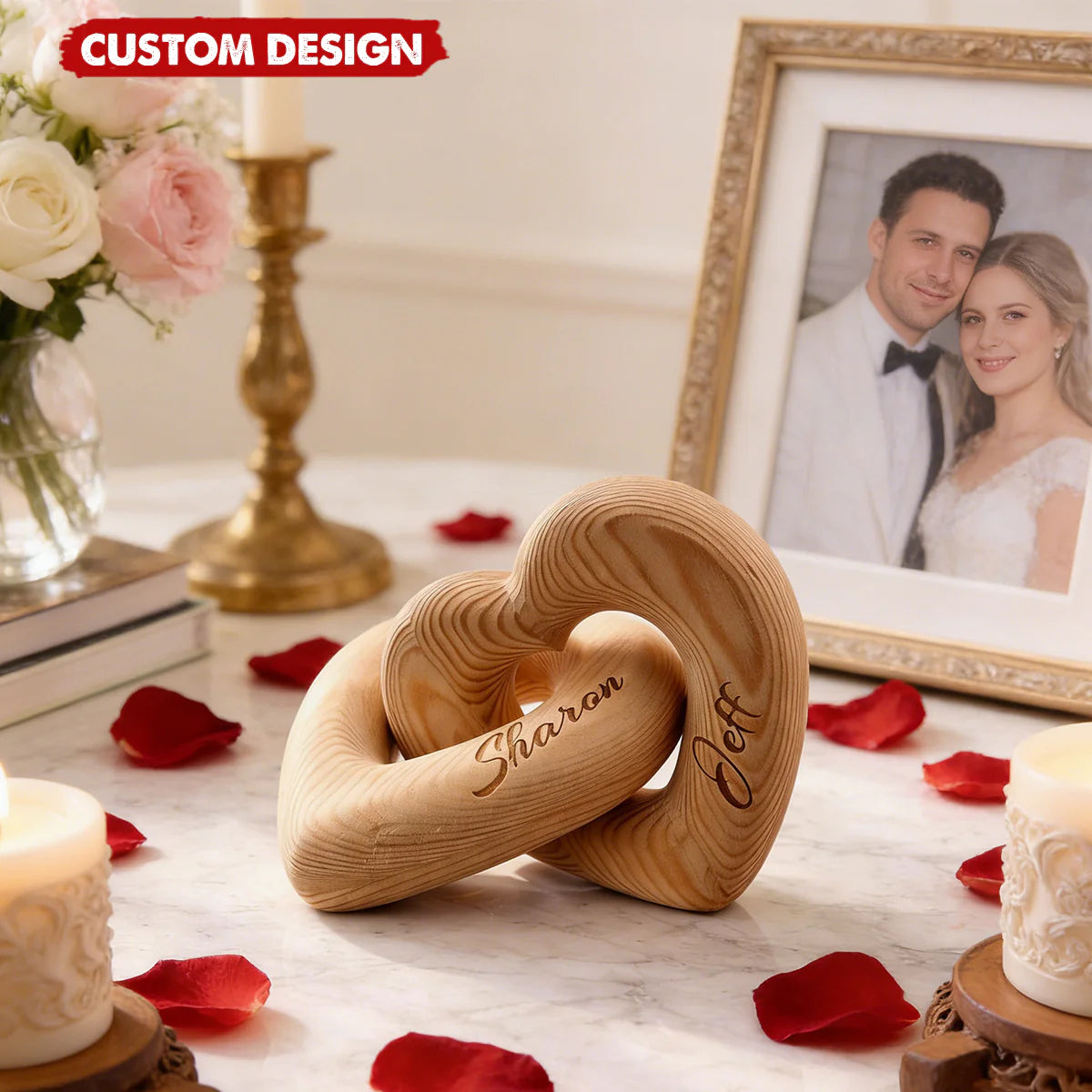 Romantic Couple - Personalized Infinity Heart Sculpture
