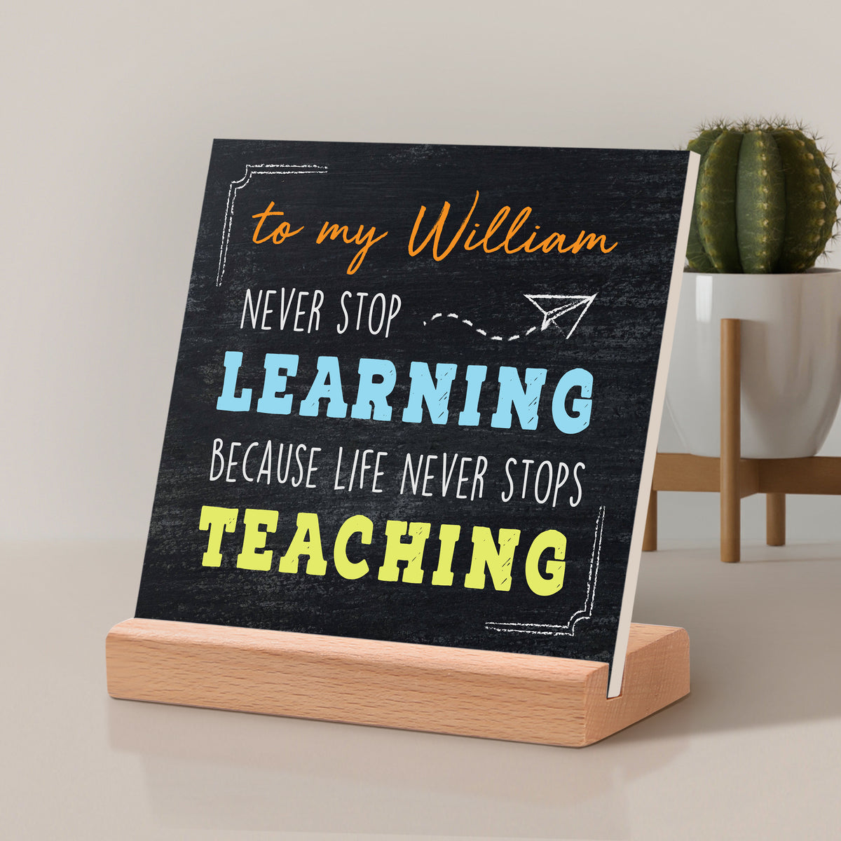Never Stop Personalized Motivational Home Office Desk Black Decor