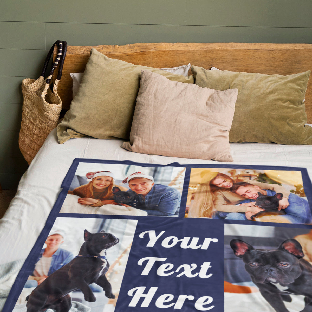 Personalised 6 Family Photos Soft Throw Blanket Gift for Mom Grandma Dad