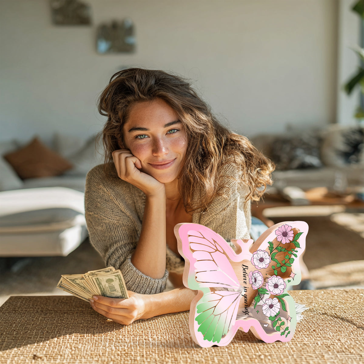 Wooden Colorful Butterfly Piggy Banks for Kids