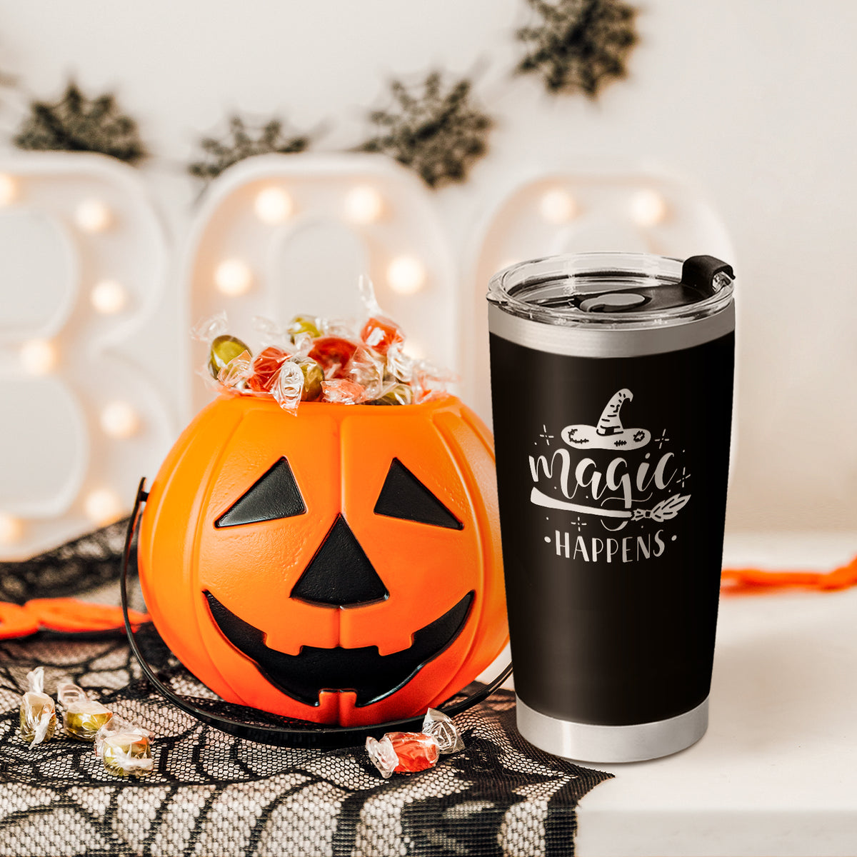 Witch Riding The Broom Personalized Tumbler Halloween Gift