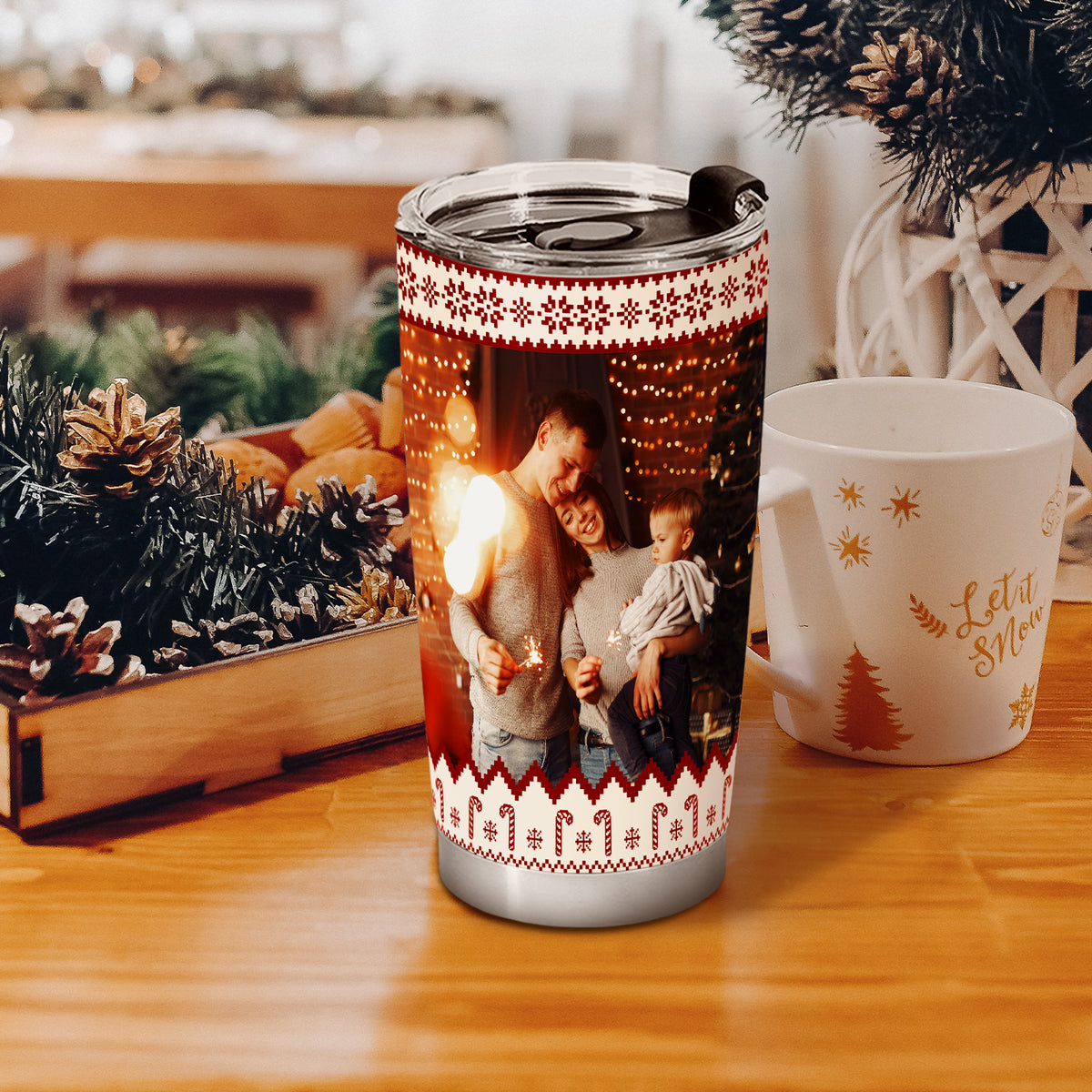Personalized Photos Tumbler For Families Friend Lover Christmas Day Gift