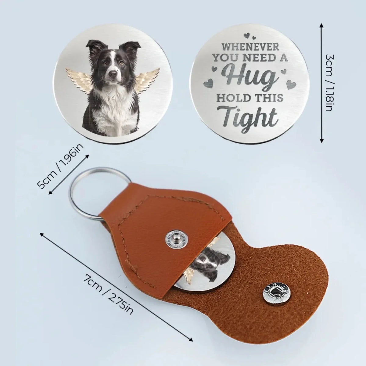 Personalized Pet Memorial Keychain with Custom Pet Photo & Angel Wings