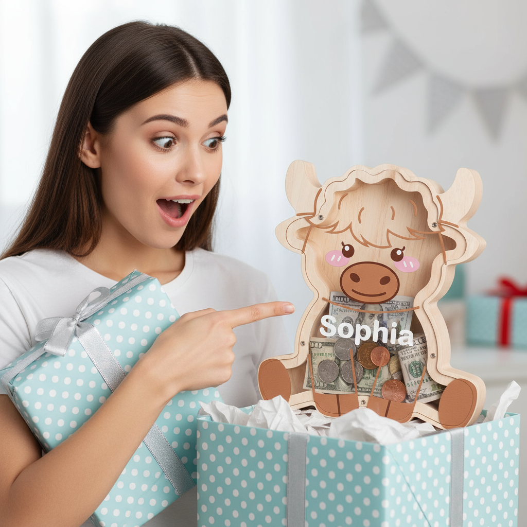 Wooden Cow Piggy Banks for Kids