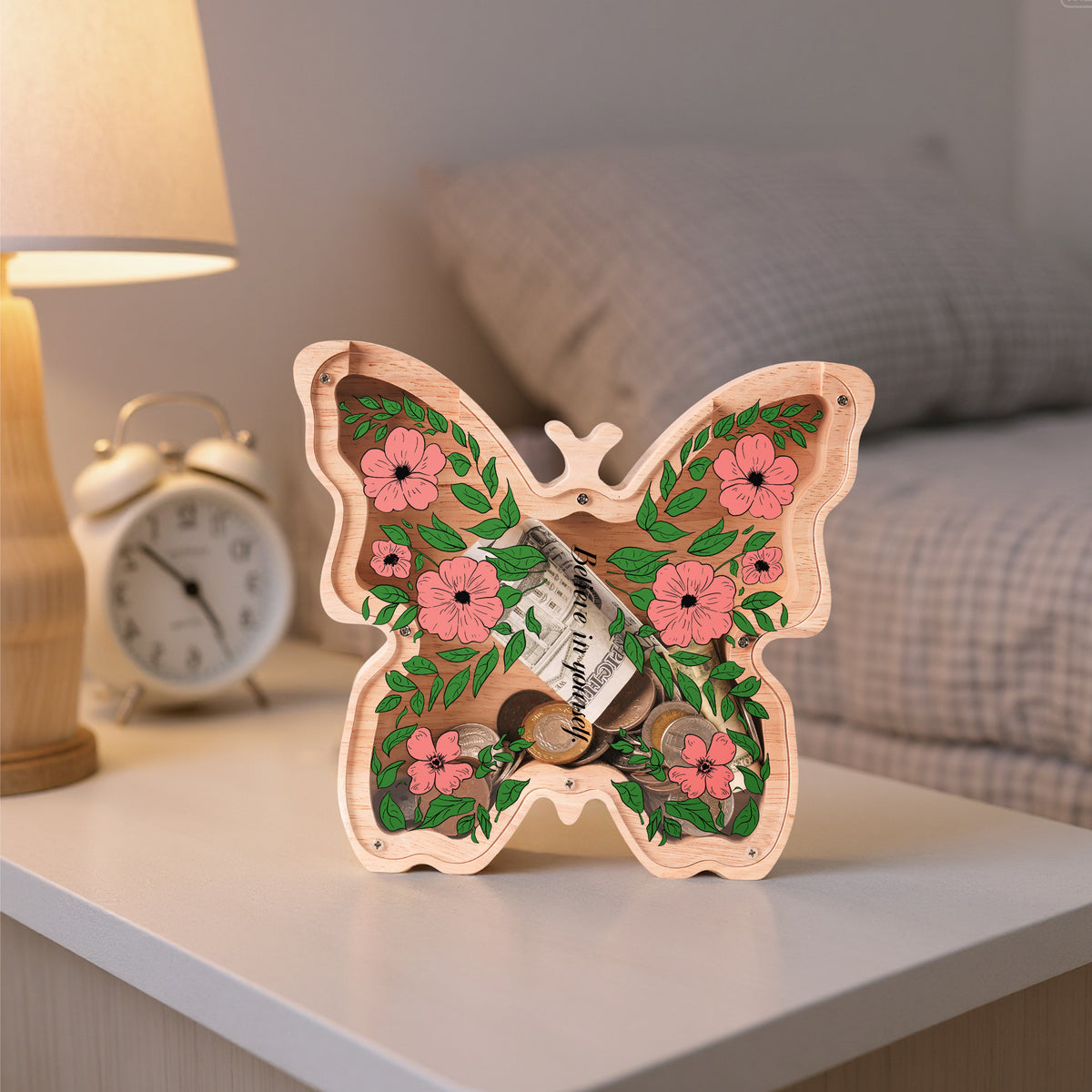 Wooden Colorful Butterfly Piggy Banks for Kids