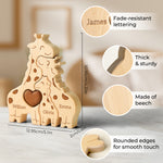 Wooden Giraffes Family Puzzle Personalized with Names