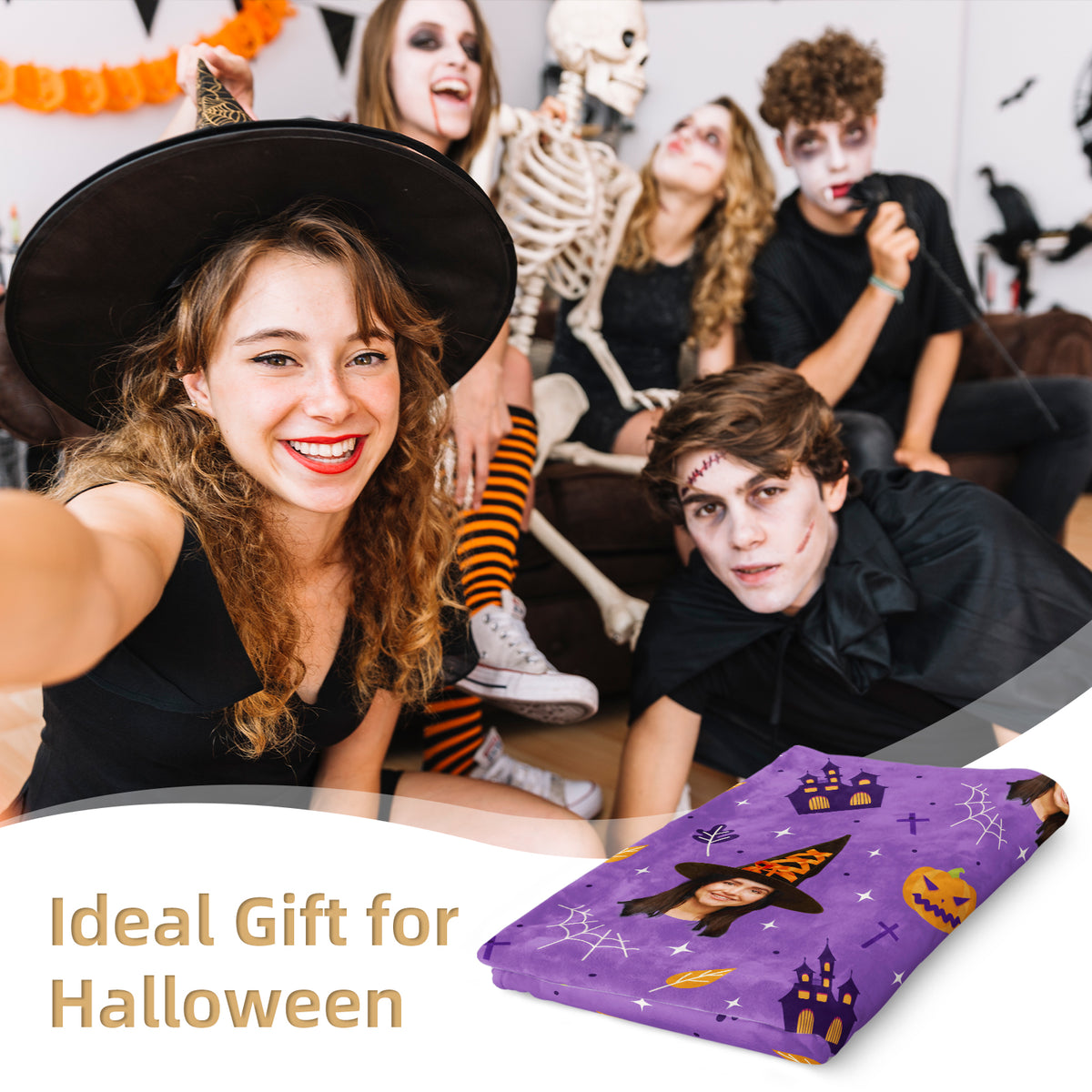 Happy Halloween Creating Memories with Floating Faces Your Blanket