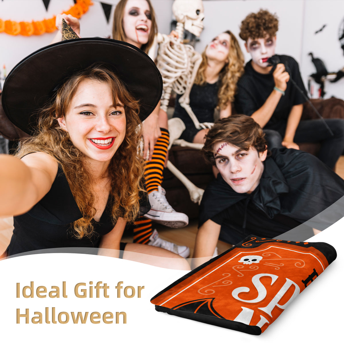 Halloween Throw Blanket Fall Orange Plush Blankets