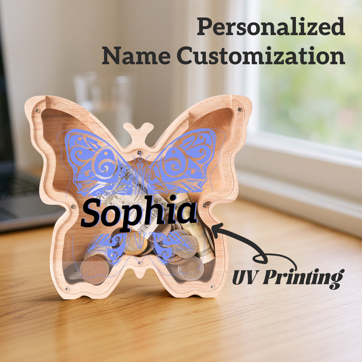 Wooden Butterfly Piggy Banks for Kids