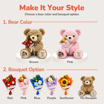Personalized Photo Teddy Bear with Bouquet Options