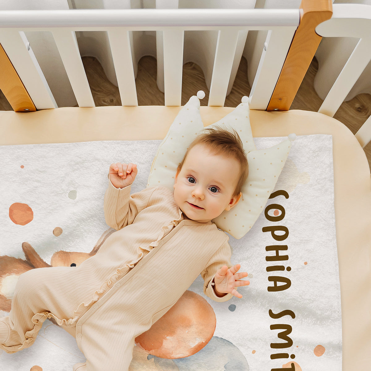 Personalized Rabbit Bunny Balloon Custom Baby Name Blankets