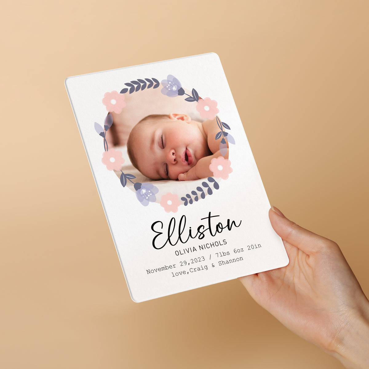 Floral Wreaths Birth Announcement Welcoming Our Blossoming Blessing