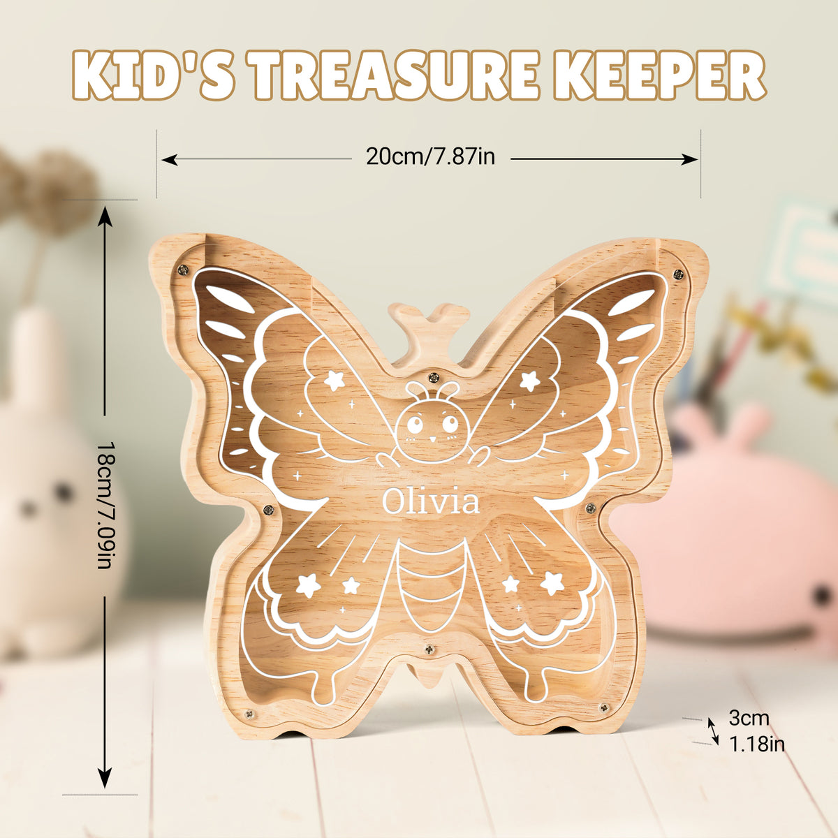 Personalized Wooden Butterfly Piggy Banks - Ideal for Kids' Birthdays, Decor & as Educational Toys
