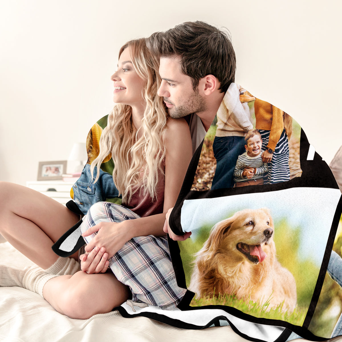 Personalised 6 Family Photos Soft Throw Blanket Gift for Mom Grandma Dad