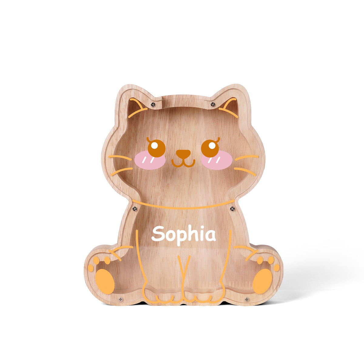 Wooden sitting cat Piggy Banks for Kids
