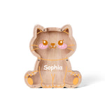 Wooden sitting cat Piggy Banks for Kids