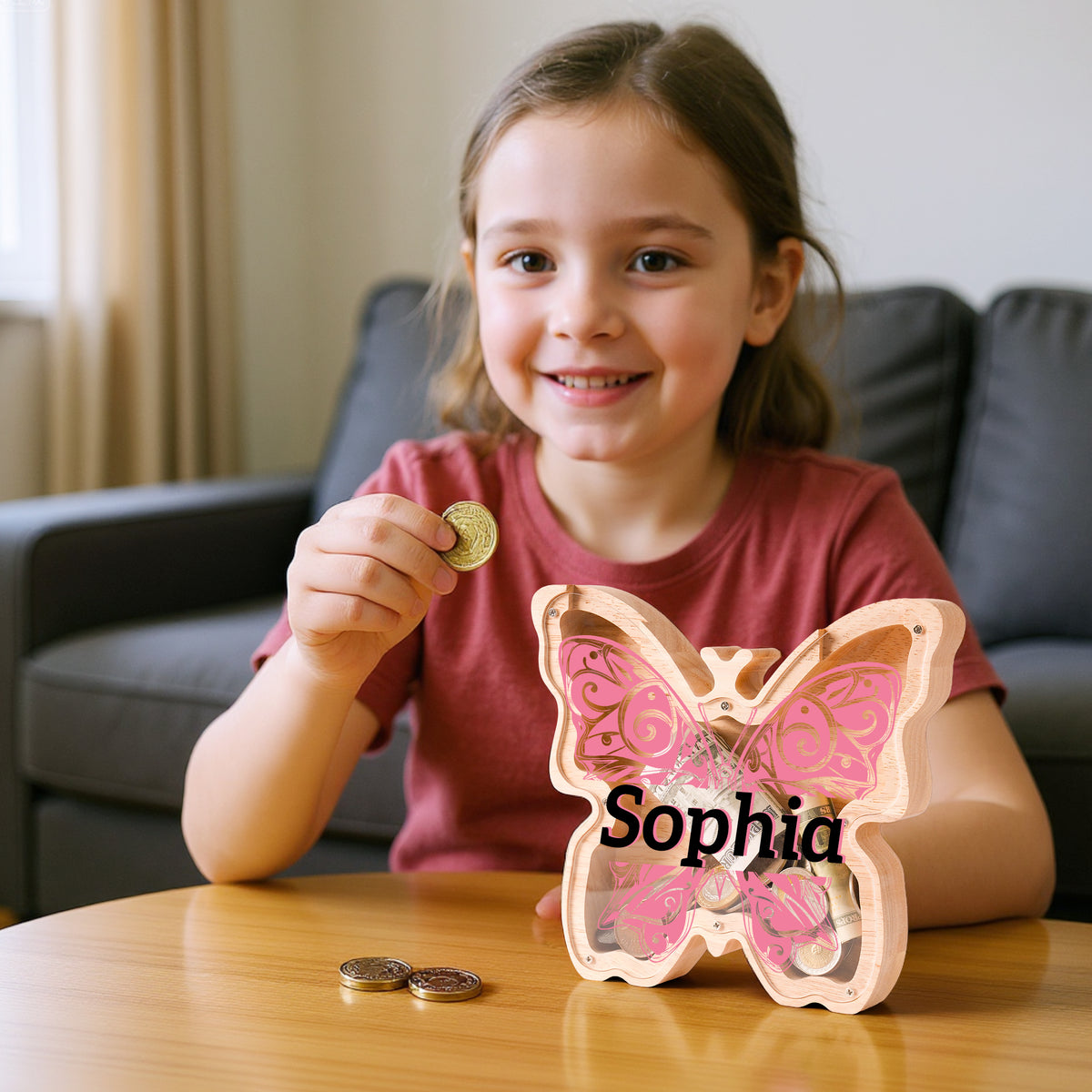 Wooden Butterfly Piggy Banks for Kids