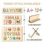 Customizedbee Personalized Name Puzzle,3 line,Wooden Puzzles for Toddlers 1-3, Easter Gifts for Toddlers