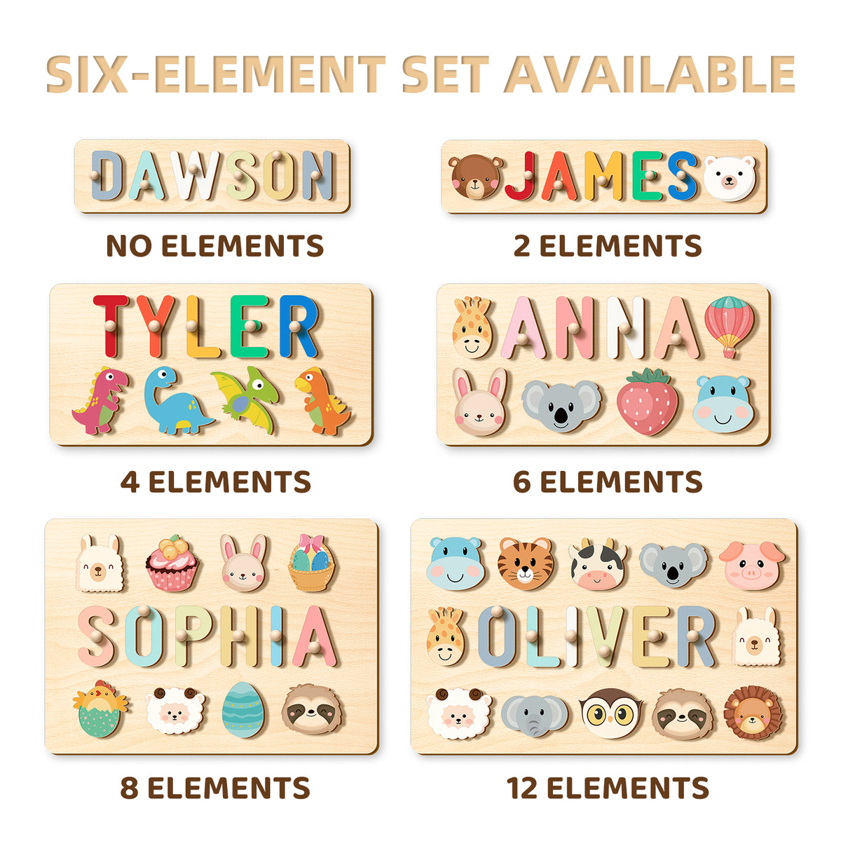 Customizedbee Personalized Name Puzzle,3 line,Wooden Puzzles for Toddlers 1-3, Easter Gifts for Toddlers