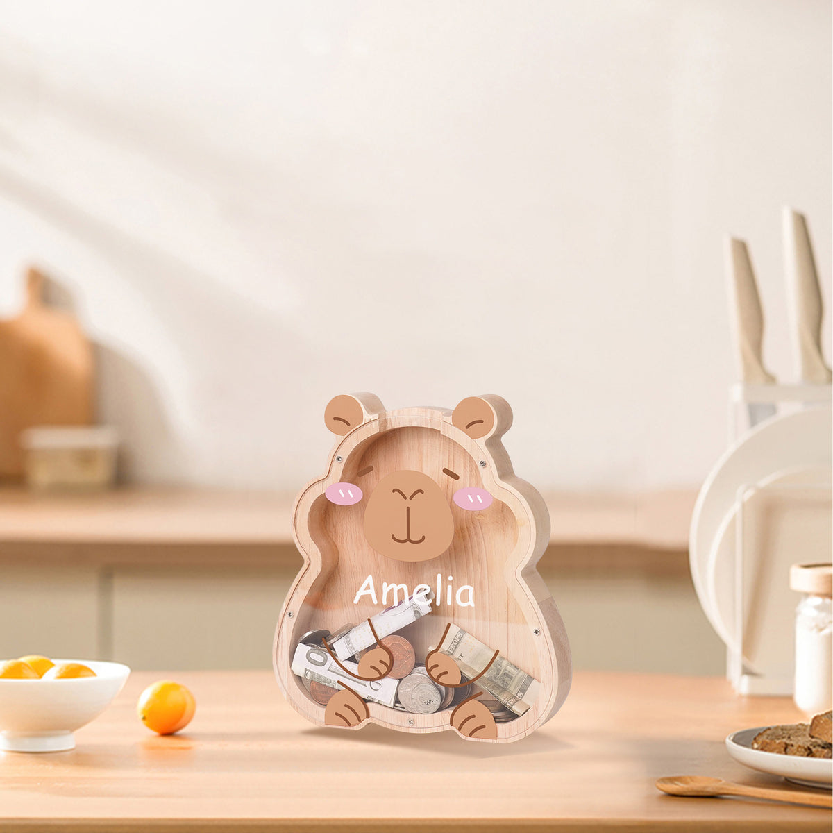 Wooden Capybara Piggy Banks for Kids