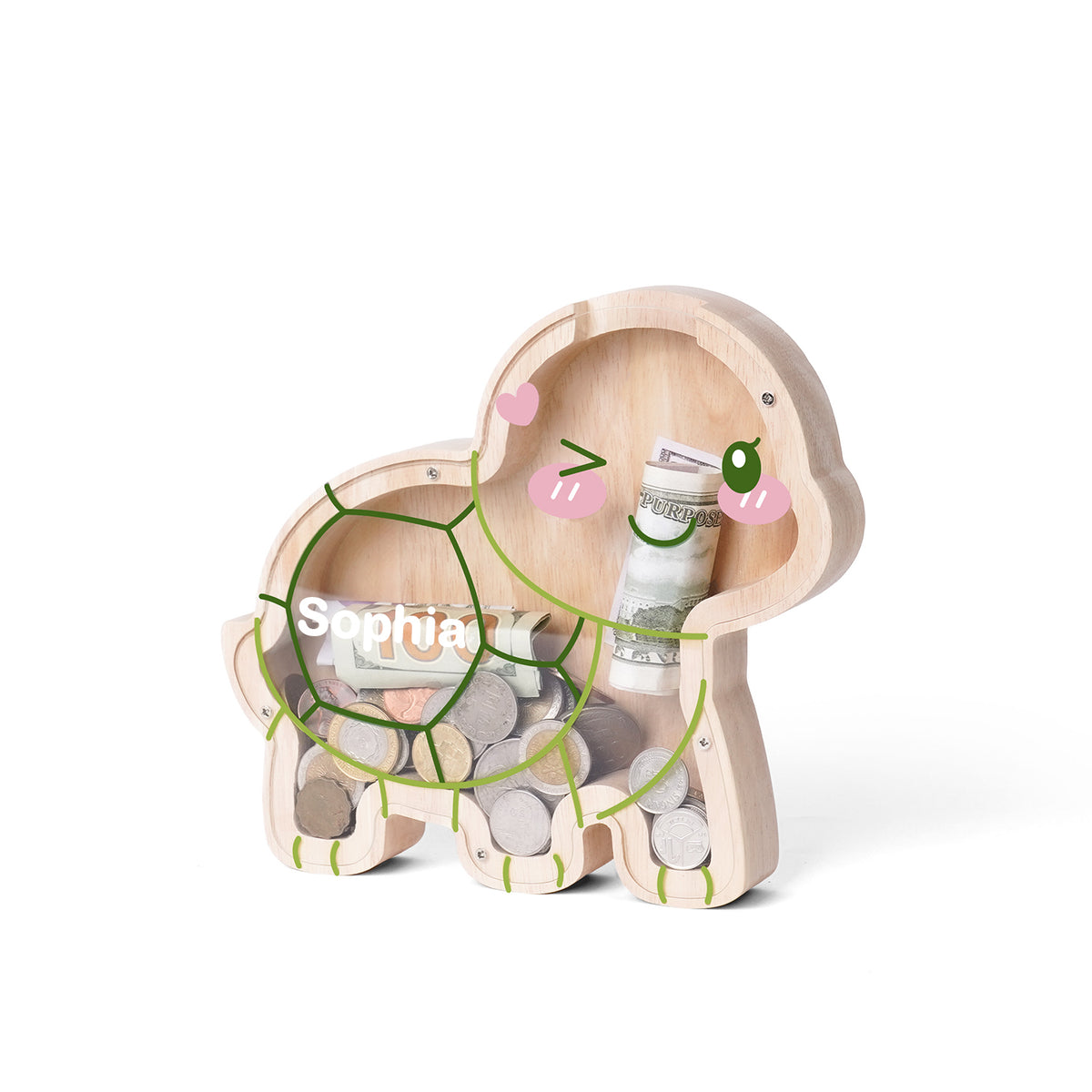 Wooden Turtle Piggy Banks for Kids