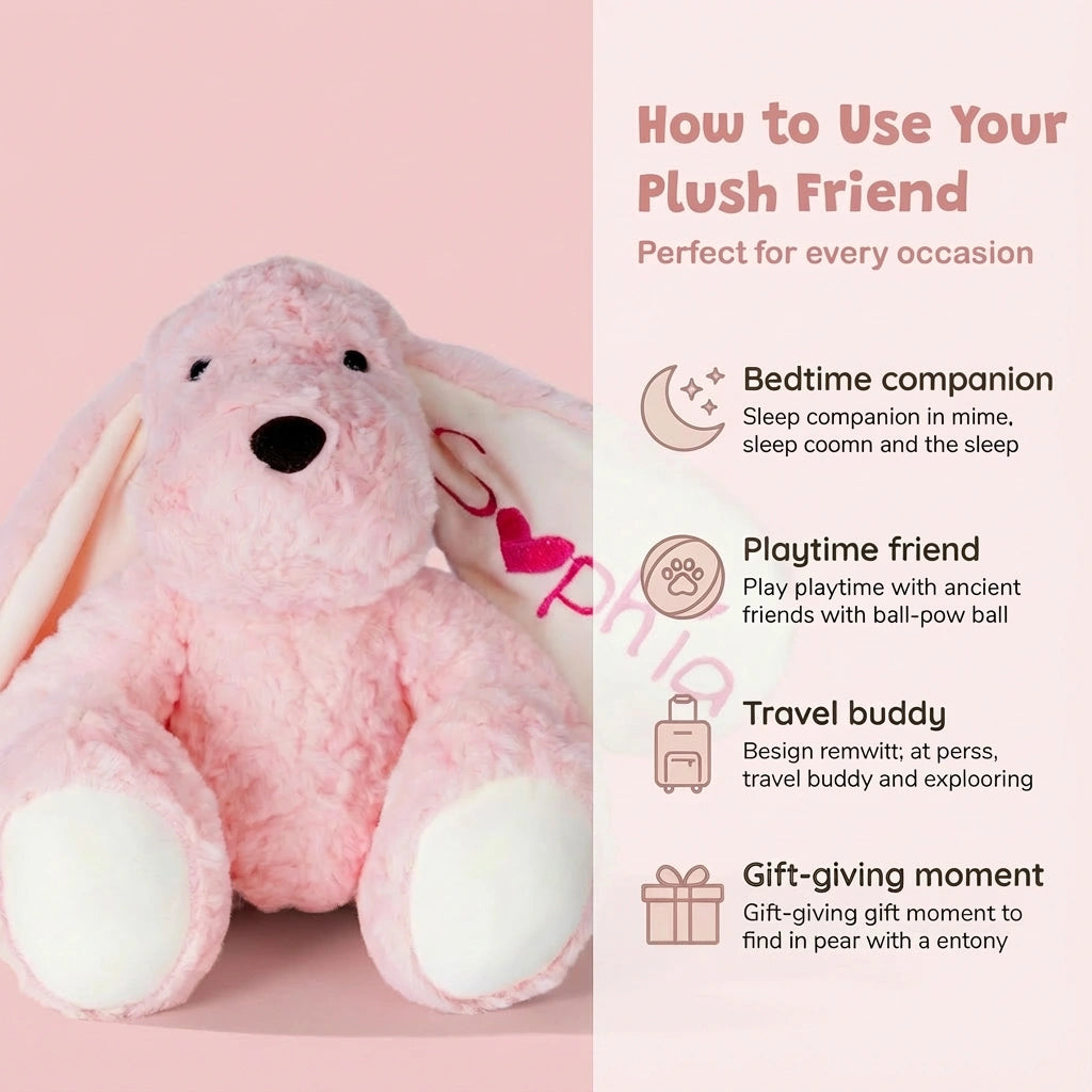 Customizedbee Personalized Stuffed Dog with Name, Embroidered Ear (Name/Date/Text), Soft Plush Puppy, 10/12.5/16 Inches, Easter Basket Gift for Toddlers Kids, Baby Shower Birthday Gift