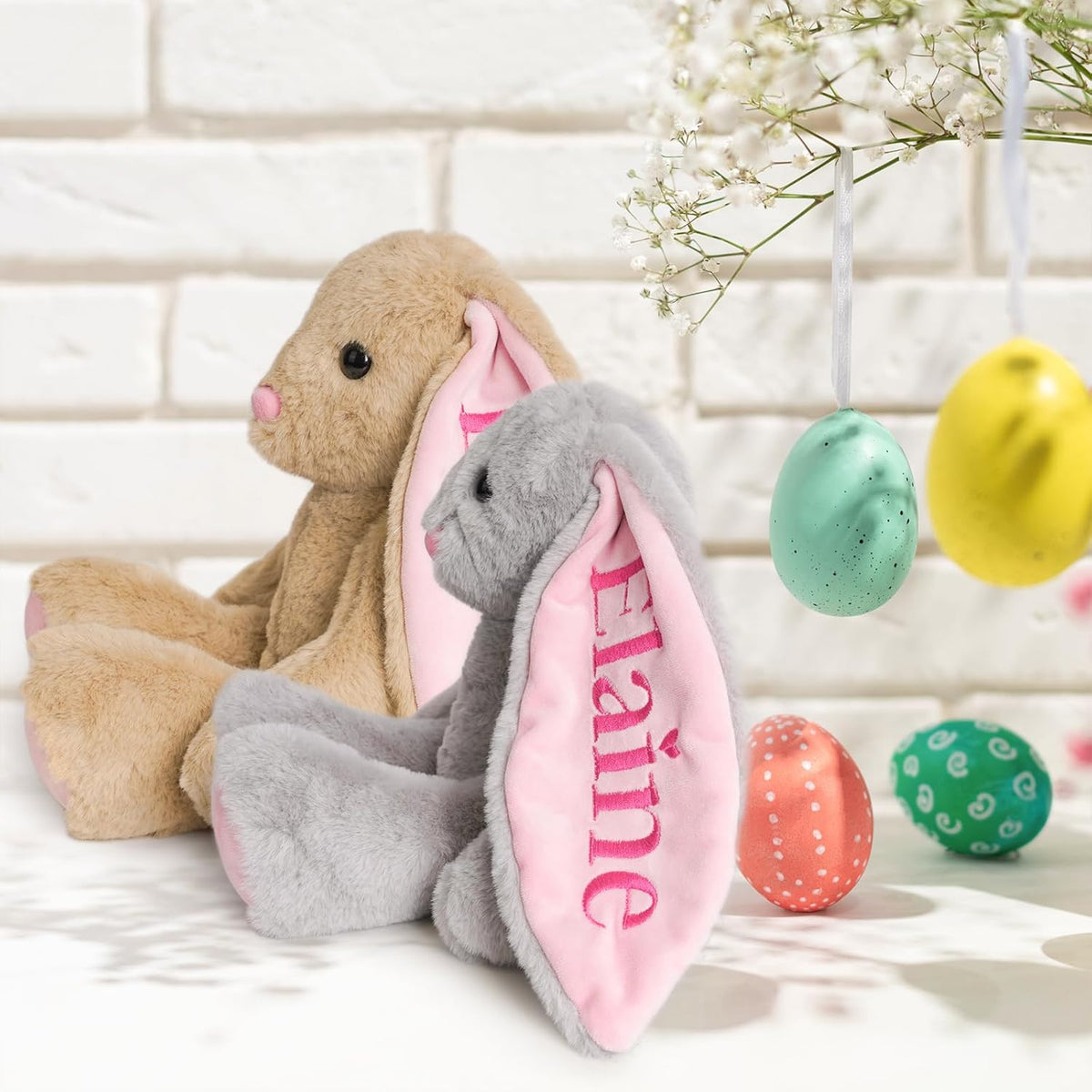 Pink · Personalized Name Embroidered Bunny Plush