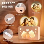 Personalized Mothers Gifts for Mom, Custom Night Light with Photo Frame, Memorial Picture Frames with Customized Wooden Base, Mother's Day Anniversary Birthday Gifts for Family Kids Couples (Piggy)