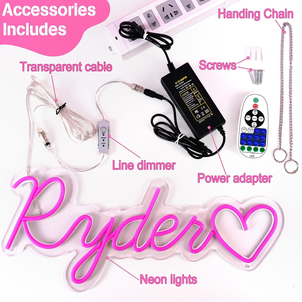 Custom LED Neon Signs for Wall Decor, 12 Colors w/Remote