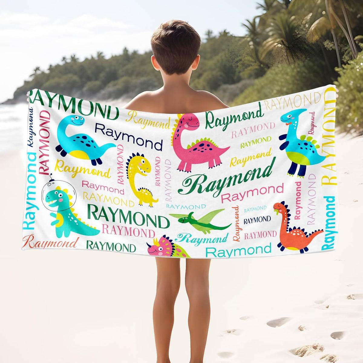 Personalized Kids Beach Towels with Names - 6 Sizes, Cotton/Poly