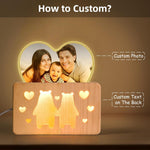 Personalized Mothers Gifts for Mom, Custom Night Light with Photo Frame, Memorial Picture Frames with Customized Wooden Base, Mother's Day Anniversary Birthday Gifts for Mom Kids Couples (Bear)