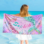 Personalized Kids Beach Towels with Names - 6 Sizes, Cotton/Poly