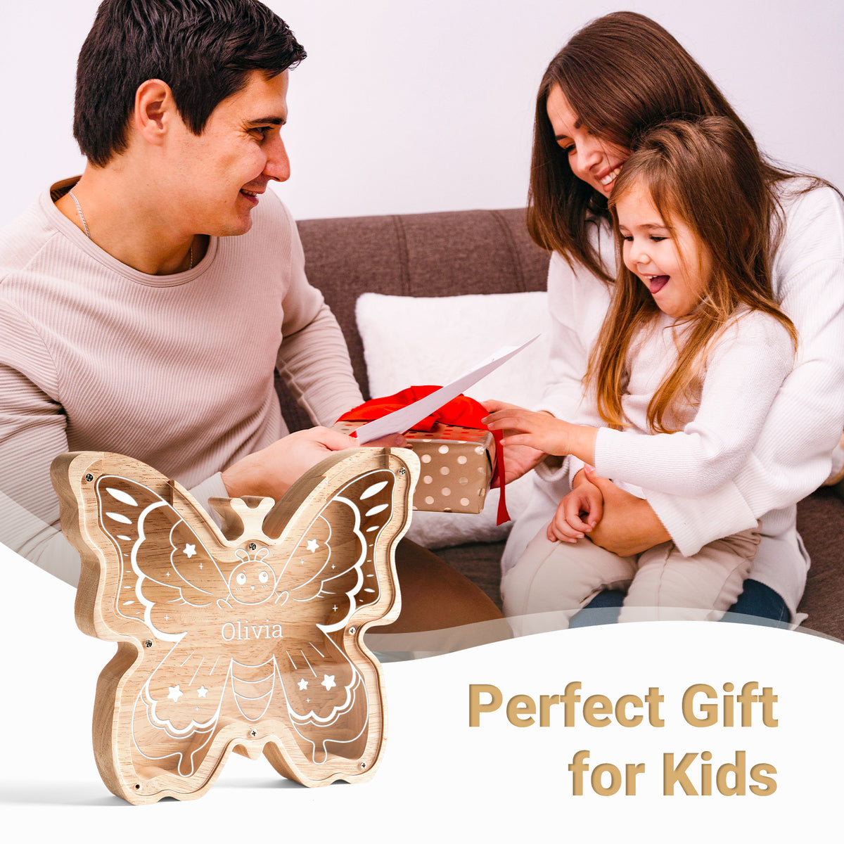 Personalized Wooden Butterfly Piggy Banks - Ideal for Kids' Birthdays, Decor & as Educational Toys