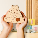 Family Dog Puzzle, Personalized Wooden Puzzles with 2-5 Family Members Names, Perfect Birthday Anniversary Wedding Gifts for Women Men