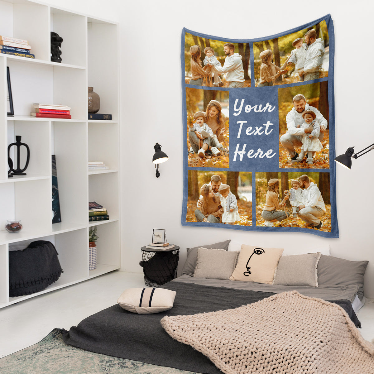 Personalised 6 Family Photos Soft Throw Blanket Gift for Mom Grandma Dad