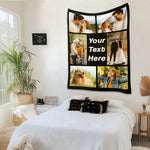 Personalised 6 Family Photos Soft Throw Blanket Gift for Mom Grandma Dad