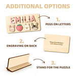 Customizedbee Personalized Name Puzzle,3 line,Wooden Puzzles for Toddlers 1-3, Easter Gifts for Toddlers