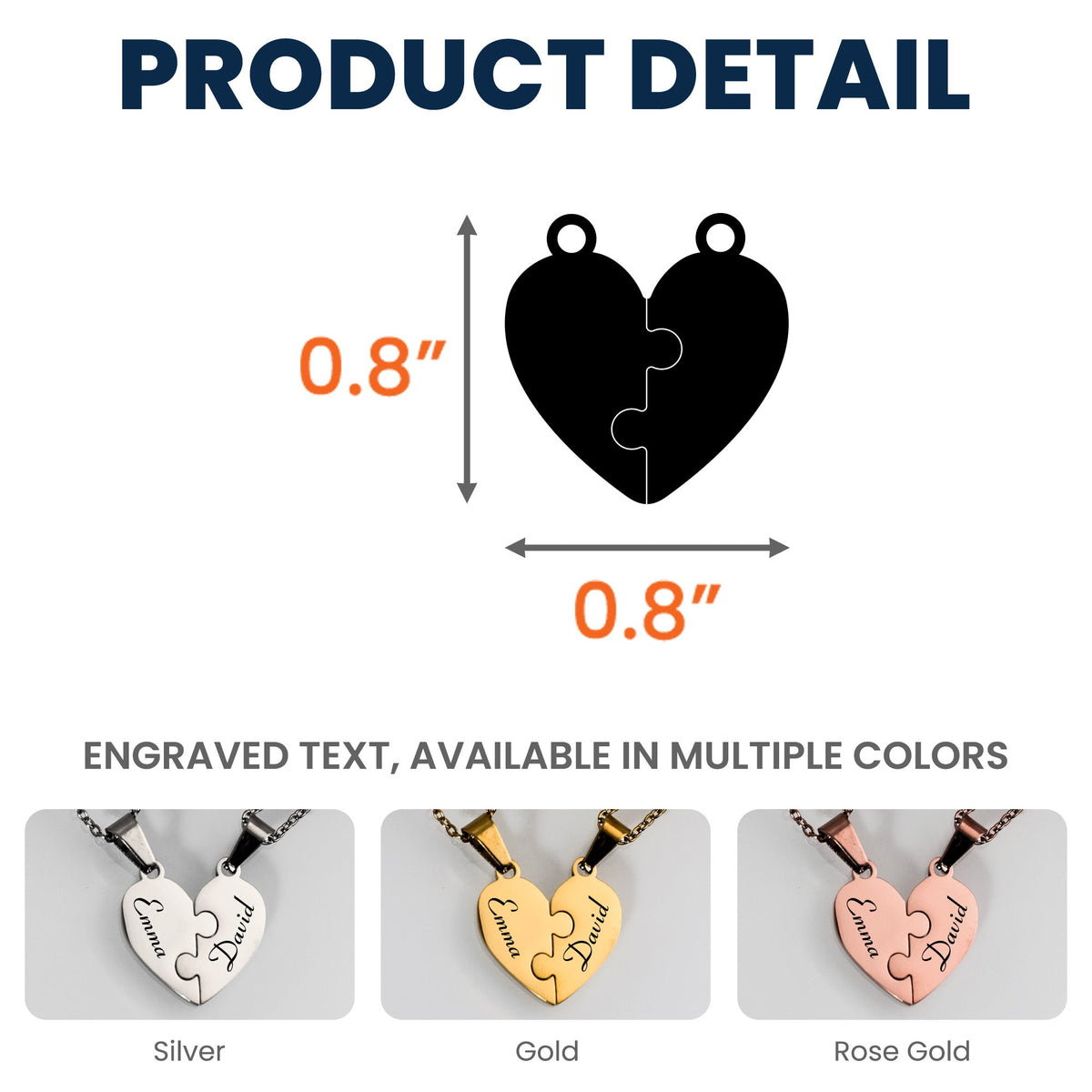 Personalized Puzzle Heart Necklace