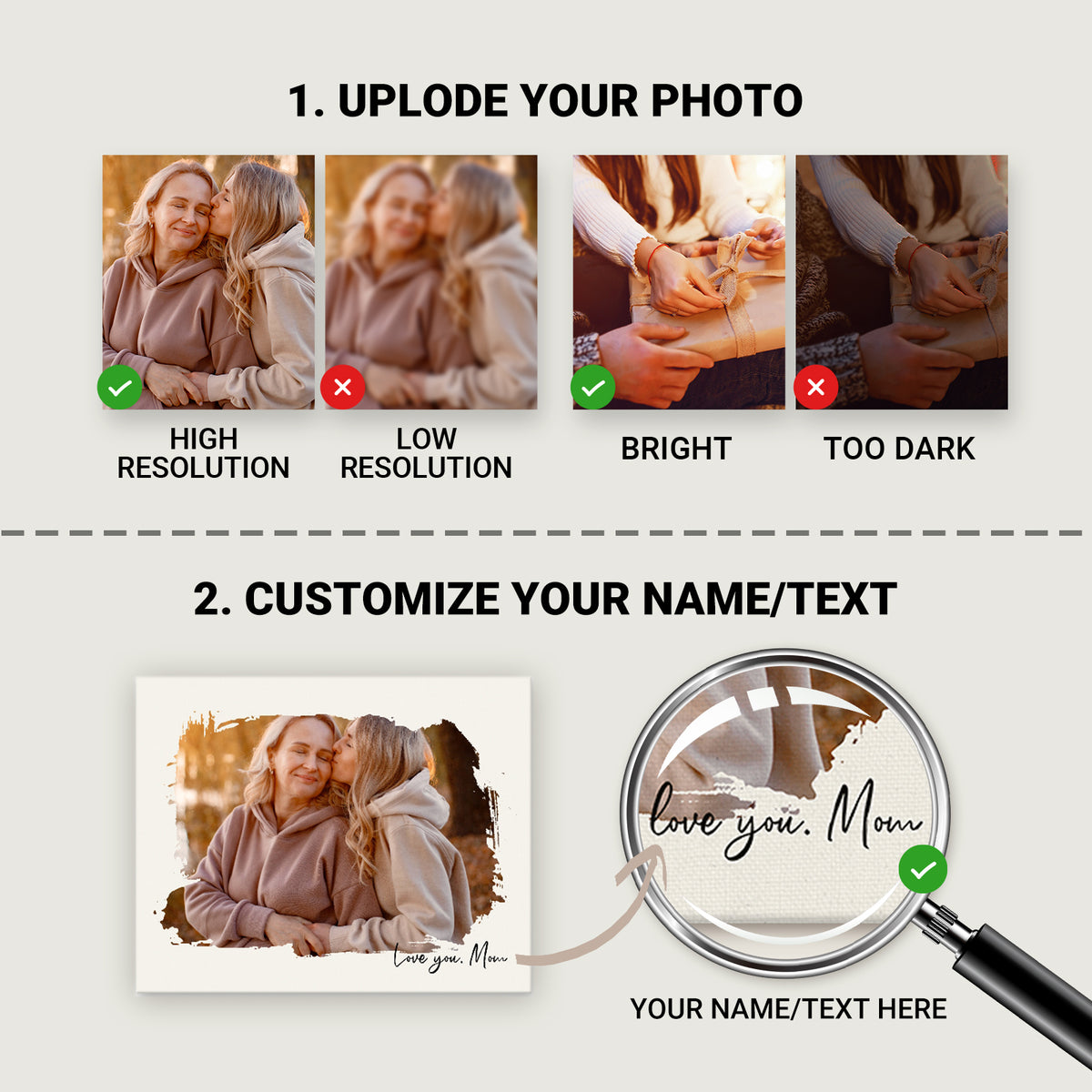Made especially for Mother's Day, your photo on premium canvas with an expertly handcrafted pine frame.
