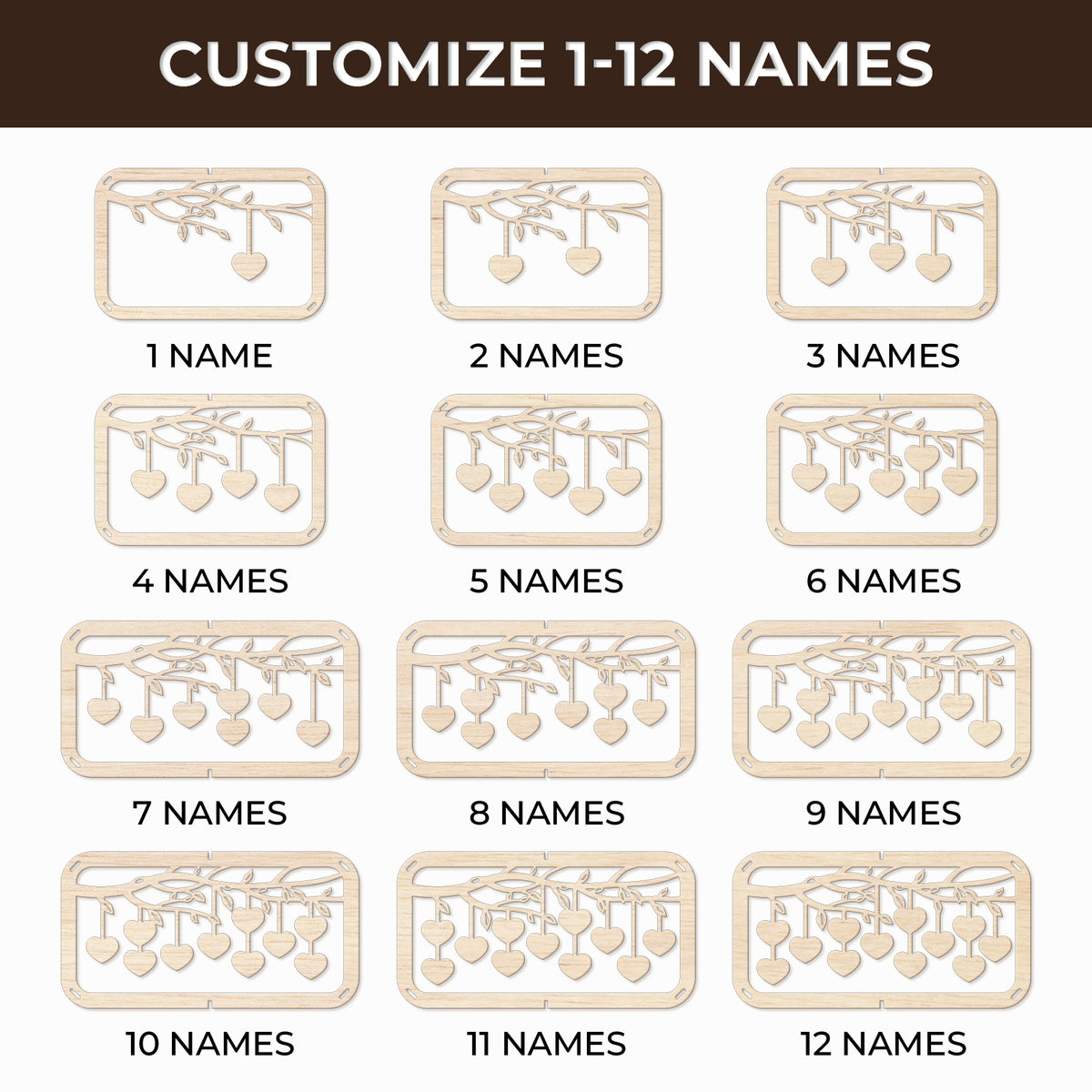 Personalized Family Tree w/Names - 2 Sizes Customized Wood Signs Decor Grandma Gifts, Birthday Gifts for Grandma Mom Grandparent, Custom Family Wooden Desk Table Sign Art Decorations