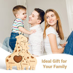 Wooden Giraffes Family Puzzle Personalized with Names