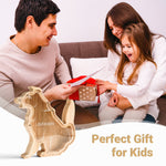 Wooden Dog Piggy Banks for Kids, Personalized Dog Coin Bank with Name, Custom Gifts for Kids Birthday & Decor, Wooden Cashbox Money Jar Educational Toy for Boys Girls