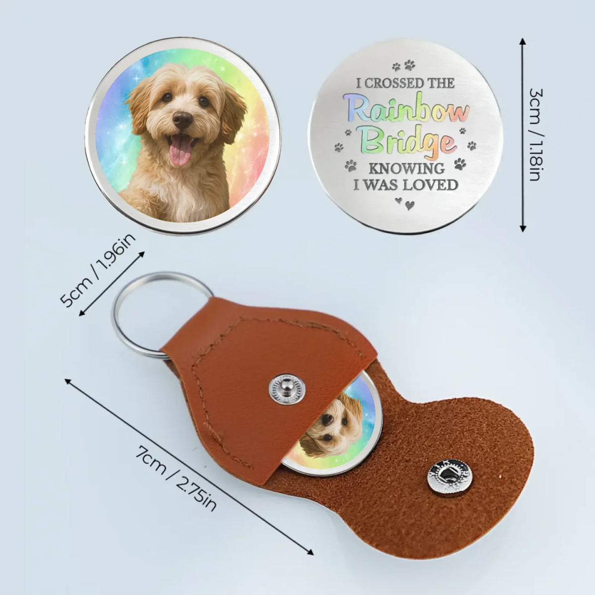 Personalized Pet Memorial Keychain – Custom Pet Photo & Rainbow Bridge Quote