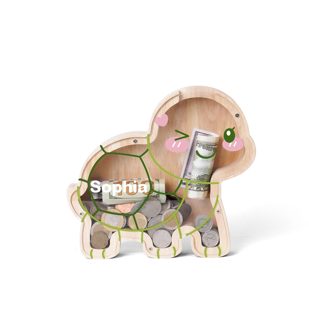 Wooden Turtle Piggy Banks for Kids